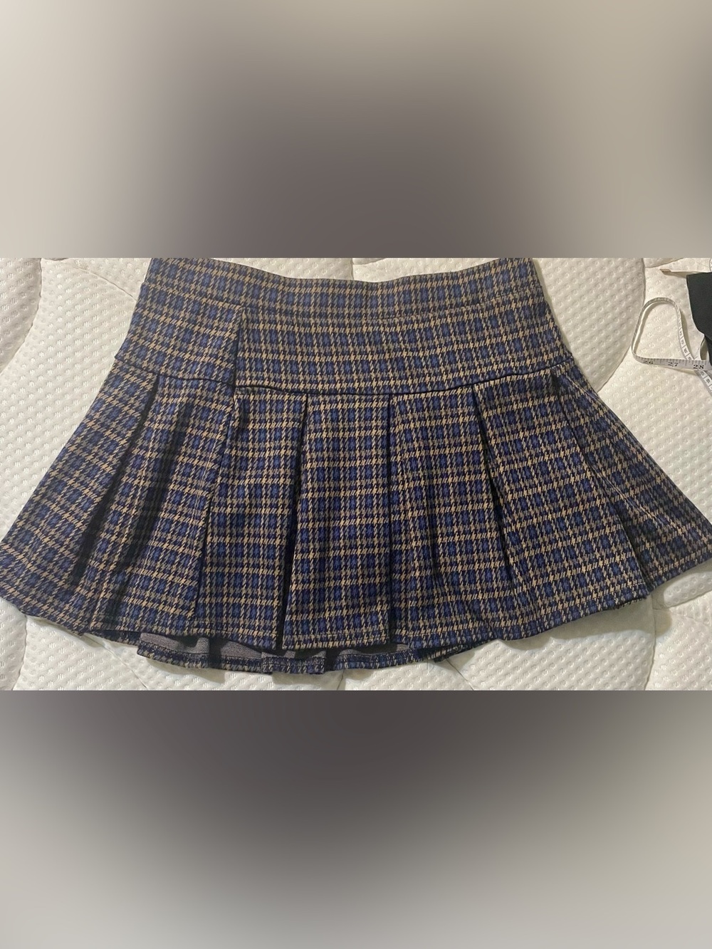 Blue and Brown Plaid Pleated Women's Skort
